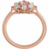 14K Rose Pink Tourmaline & Ethiopian Opal Floral-Inspired Ring photo 2