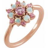14K Rose Pink Tourmaline & Ethiopian Opal Floral-Inspired Ring photo