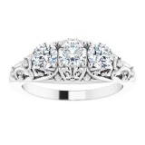 14K White 1 CTW Diamond Vintage-Inspired Three-Stone Anniversary Band photo 3