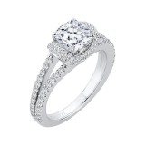 Shah Luxury 14K White Gold Cushion Cut Diamond Engagement Ring with Split Shank (Semi-Mount) photo 2