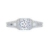 Shah Luxury 14K White Gold Cushion Cut Diamond Engagement Ring with Split Shank (Semi-Mount) photo