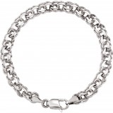 14K White 7 mm Solid Double Link Charm 7 Bracelet photo