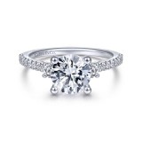 Gabriel & Co. 14k White Gold Contemporary 3 Stone Engagement Ring photo