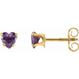 14K Yellow 4x4 mm Heart Amethyst Youth Stud Earrings photo