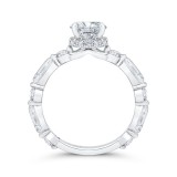 Shah Luxury Round Cut Diamond Floral Engagement Ring In 14K White Gold (Semi-Mount) photo 4