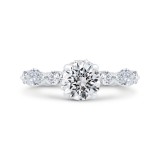 Shah Luxury Round Cut Diamond Floral Engagement Ring In 14K White Gold (Semi-Mount) photo