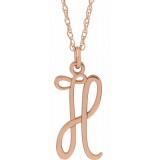 14K Rose Script Initial H 16-18 Necklace photo