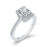 Shah Luxury 14K White Gold Emerald Cut Diamond Engagement Ring (Semi-Mount) photo 2