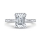 Shah Luxury 14K White Gold Emerald Cut Diamond Engagement Ring (Semi-Mount) photo