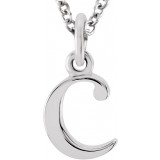 14K White Lowercase Initial c 16 Necklace photo