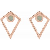 14K Rose Opal Cabochon Pyramid Earrings photo 2
