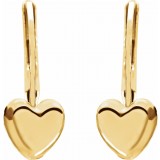 14K Yellow Heart Lever Back Earrings photo 2