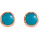 14K Rose Turquoise Bezel-Set Earrings photo 2