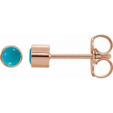 14K Rose Turquoise Bezel-Set Earrings photo