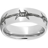 Serinium Domed Band with a Barbed Wire Laser Engraving photo