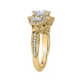 Shah Luxury 14K Yellow Gold Cushion Diamond Halo Vintage Engagement Ring (Semi-Mount) photo 3