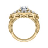 Shah Luxury 14K Yellow Gold Cushion Diamond Halo Vintage Engagement Ring (Semi-Mount) photo 4