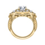 Shah Luxury 14K Yellow Gold Cushion Diamond Halo Vintage Engagement Ring (Semi-Mount) photo 4
