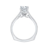 Shah Luxury Emerald Cut Diamond Solitaire with Accents Engagement Ring In 14K White Gold (Semi-Mount) photo 4