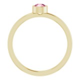 14K Yellow 4 mm Round Pink Tourmaline Ring photo 2