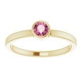14K Yellow 4 mm Round Pink Tourmaline Ring photo 3