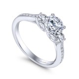 Gabriel & Co. 14k White Gold Contemporary 3 Stone Engagement Ring photo 3