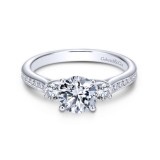 Gabriel & Co. 14k White Gold Contemporary 3 Stone Engagement Ring photo