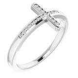 14K White 1/10 CTW Diamond Sideways Cross Ring photo