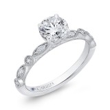 Shah Luxury Round Diamond Engagement Ring In 14K White Gold (Semi-Mount) photo 2