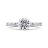 Shah Luxury Round Diamond Engagement Ring In 14K White Gold (Semi-Mount) photo