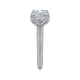 Shah Luxury 14K White Gold Princess Cut Diamond Floral Engagement Ring (Semi-Mount) photo 2