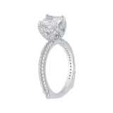 Shah Luxury 14K White Gold Princess Cut Diamond Floral Engagement Ring (Semi-Mount) photo 3