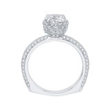 Shah Luxury 14K White Gold Princess Cut Diamond Floral Engagement Ring (Semi-Mount) photo 4