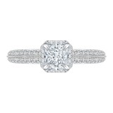 Shah Luxury 14K White Gold Princess Cut Diamond Floral Engagement Ring (Semi-Mount) photo