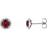 14K White Ruby & 1/6 CTW Diamond Earrings photo