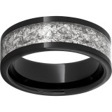 Black Diamond Ceramic Pipe Cut Band with 5mm Silver Leaf Inlay photo