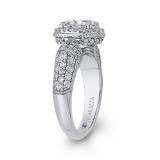 Shah Luxury 14K White Gold Oval Diamond Halo Engagement Ring (Semi-Mount) photo 3