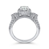 Shah Luxury 14K White Gold Oval Diamond Halo Engagement Ring (Semi-Mount) photo 4