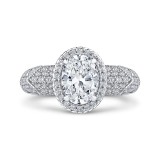 Shah Luxury 14K White Gold Oval Diamond Halo Engagement Ring (Semi-Mount) photo