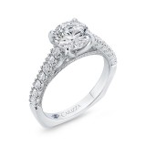 Shah Luxury 14K White Gold Round Diamond Engagement Ring with Euro Shank (Semi-Mount) photo 2