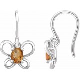 14K White 4x3 mm Oval November Youth Butterfly Birthstone Earrings photo