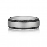 Henri Daussi 7mm Men's Wedding Band MB2 18k Gold White 0.95 Ctw. photo 2