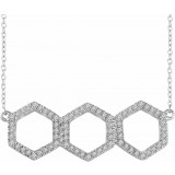 14K White 1/4 CTW Diamond Geometric 16-18 Necklace photo