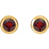 14K Yellow 4 mm Round Genuine Mozambique Garnet Birthstone Earrings photo 2