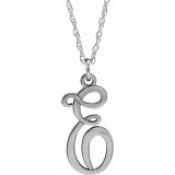 14K White Script Initial E 16-18 Necklace photo