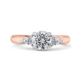 Shah Luxury 14K Two-Tone Gold Diamond Three-Stone Engagement Ring (Semi-Mount) photo