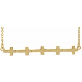 14K Yellow Sideways Cross Bar 18 Necklace photo