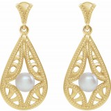 14K Yellow Freshwater Cultured Pearl Vintage-Inspired Earrings photo 2