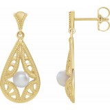 14K Yellow Freshwater Cultured Pearl Vintage-Inspired Earrings photo