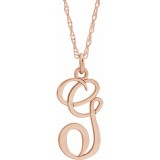 14K Rose Script Initial G 16-18 Necklace photo